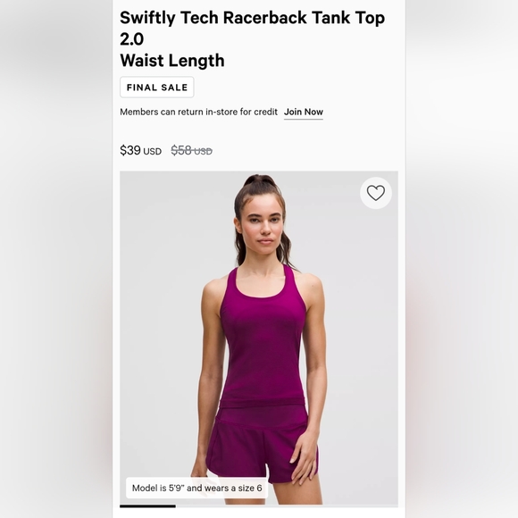 *NWT* Swiftly Tech Racerback Tank Top 2.0 - Berry - Picture 1 of 3